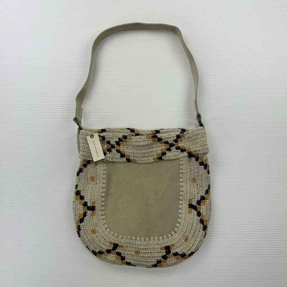 Anthropologie Dauphine Hobo Bag Jasper & Jeera Leather Crochet NWT $148